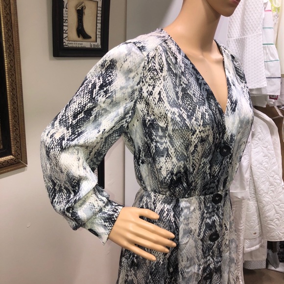 Zara Snake Skin Animal Print Silk Mini Dress - Picture 6 of 9